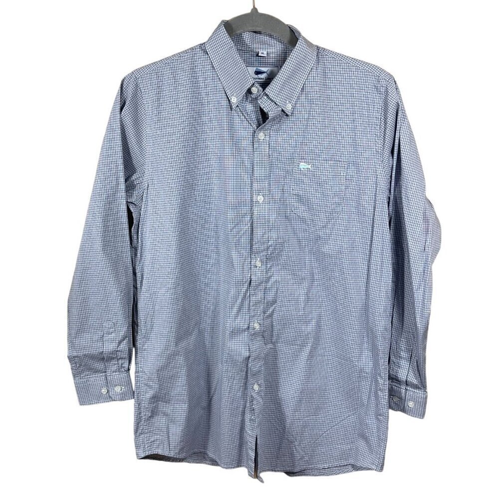 Southern Lure Men's Button Front Shirt Blue White Check Size XL Extra Large Long